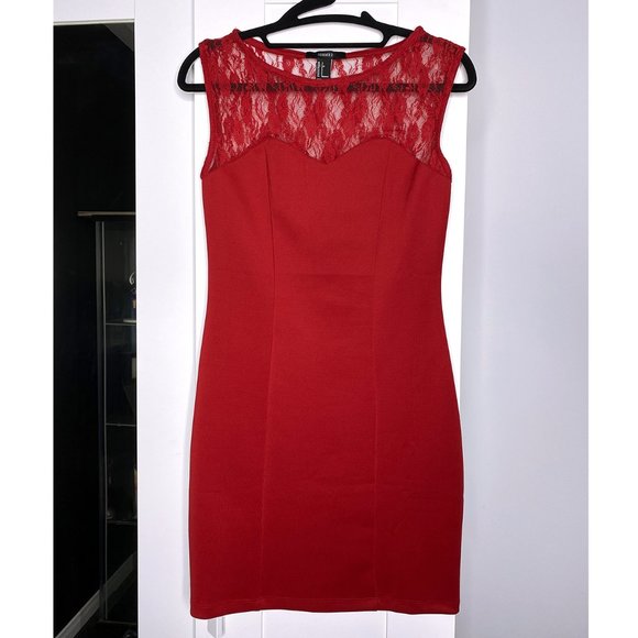 Forever 21 Red Lace Mini Dress - Small - Picture 5 of 7